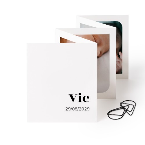 Fold out photo card Portrait Black paperclip - set of 12 (7,1 x 8,8 cm)