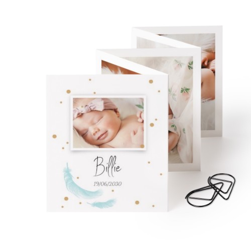 Fold out photo card Portrait Black paperclip - set of 12 (7,1 x 8,8 cm)