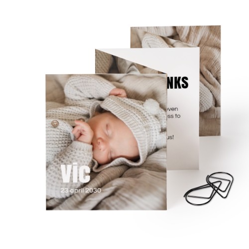 Fold out photo card Portrait Black paperclip - set of 12 (7,1 x 8,8 cm)