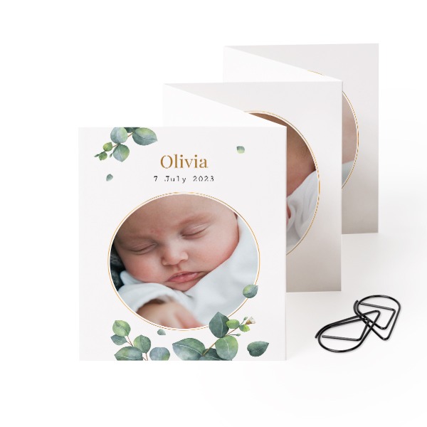 Fold out photo card Portrait Black paperclip - set of 12 (7,1 x 8,8 cm)