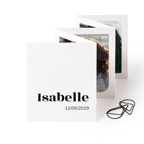 Fold out photo card Portrait Black paperclip - set of 12 (7,1 x 8,8 cm)