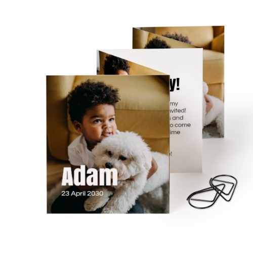 Fold out photo card Portrait Black paperclip - set of 12 (7,1 x 8,8 cm)