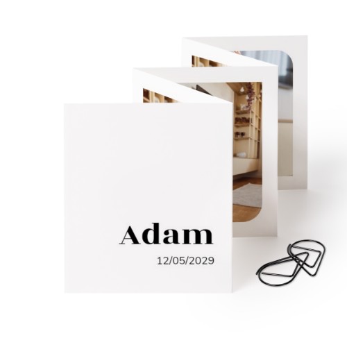 Fold out photo card Portrait Black paperclip - set of 12 (7,1 x 8,8 cm)