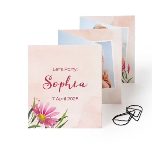 Fold out photo card Portrait Black paperclip - set of 12 (7,1 x 8,8 cm)