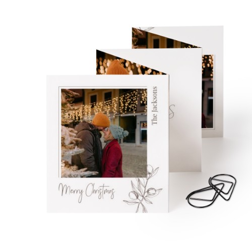 Fold out photo card Portrait Black paperclip - set of 12 (7,1 x 8,8 cm)