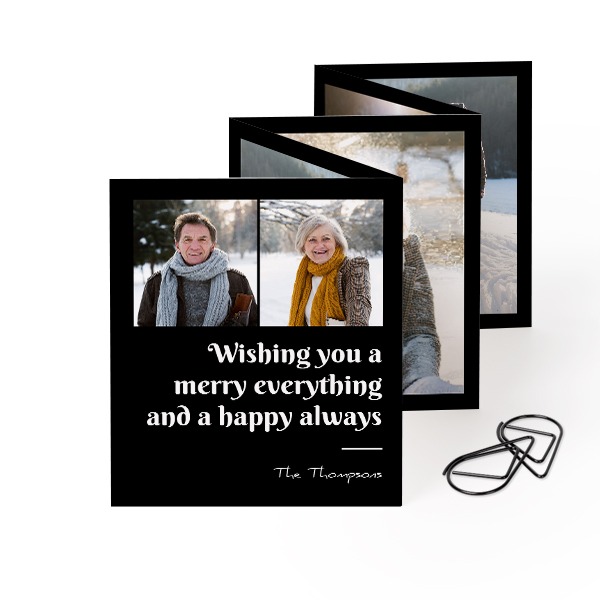 Fold out photo card Portrait Black paperclip - set of 12 (7,1 x 8,8 cm)