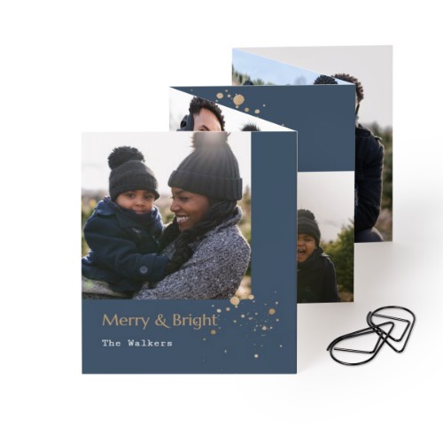 Fold out photo card Portrait Black paperclip - set of 12 (7,1 x 8,8 cm)