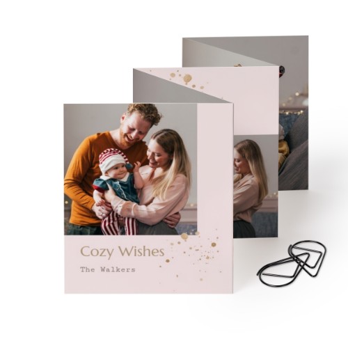 Fold out photo card Portrait Black paperclip - set of 12 (7,1 x 8,8 cm)