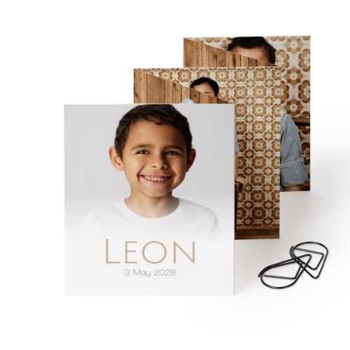 Fold out photo card Portrait Black paperclip - set of 12 (7,1 x 8,8 cm)