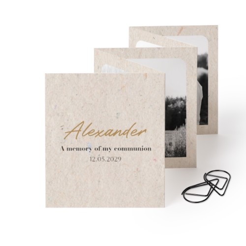 Fold out photo card Portrait Black paperclip - set of 12 (7,1 x 8,8 cm)