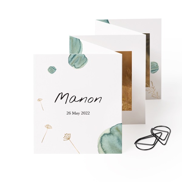 Fold out photo card Portrait Black paperclip - set of 12 (7,1 x 8,8 cm)