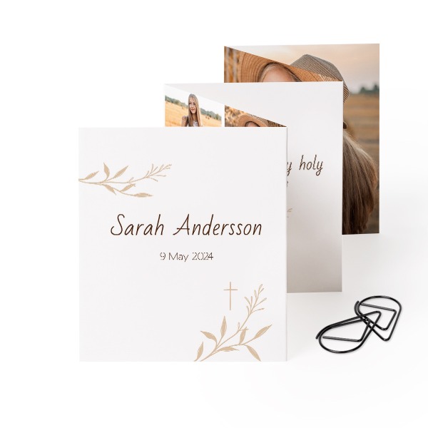Fold out photo card Portrait Black paperclip - set of 12 (7,1 x 8,8 cm)