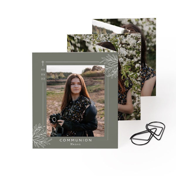 Fold out photo card Portrait Black paperclip - set of 12 (7,1 x 8,8 cm)