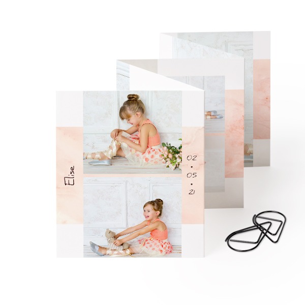 Fold out photo card Portrait Black paperclip - set of 12 (7,1 x 8,8 cm)