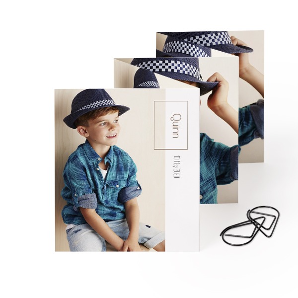 Fold out photo card Portrait Black paperclip - set of 12 (7,1 x 8,8 cm)