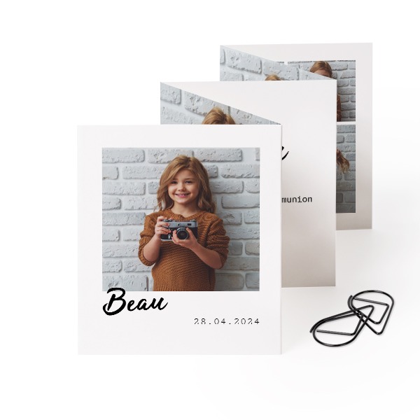 Fold out photo card Portrait Black paperclip - set of 12 (7,1 x 8,8 cm)