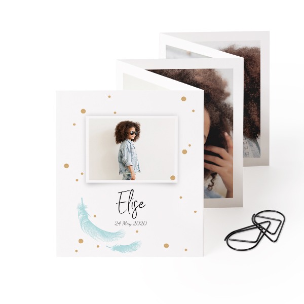 Fold out photo card Portrait Black paperclip - set of 12 (7,1 x 8,8 cm)
