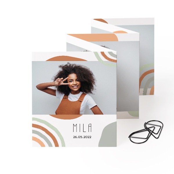 Fold out photo card Portrait Black paperclip - set of 12 (7,1 x 8,8 cm)