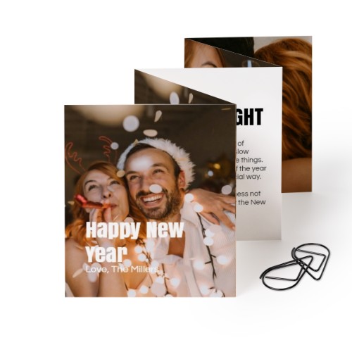 Fold out photo card Portrait Black paperclip - set of 12 (7,1 x 8,8 cm)