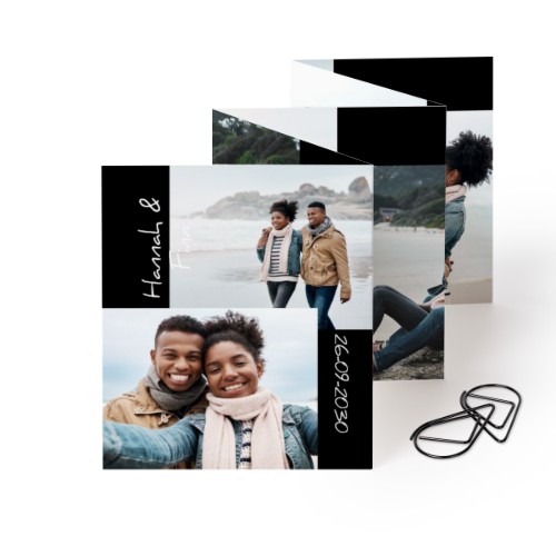 Fold out photo card Portrait Black paperclip - set of 12 (7,1 x 8,8 cm)