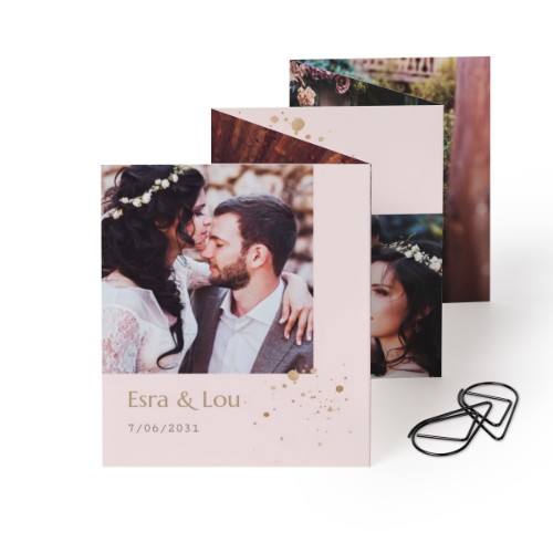 Fold out photo card Portrait Black paperclip - set of 12 (7,1 x 8,8 cm)