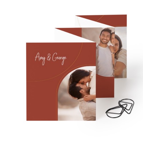 Fold out photo card Portrait Black paperclip - set of 12 (7,1 x 8,8 cm)