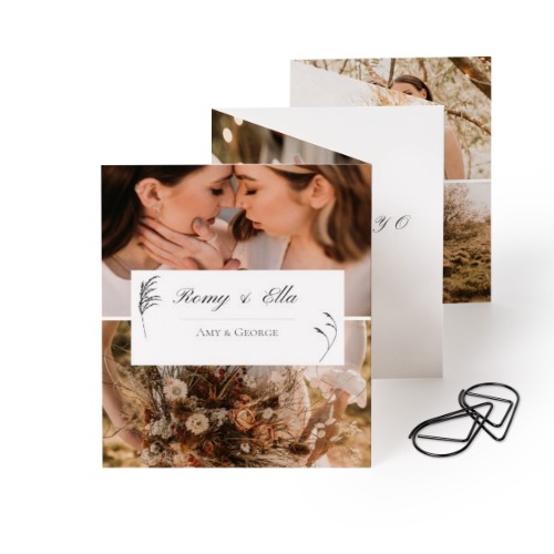 Grusskarte 10-seitig rechteckig mit schwarzen Klammern - 12 Stk. (7,1 x 8,8 cm)