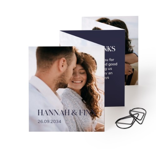 Fold out photo card Portrait Black paperclip - set of 12 (7,1 x 8,8 cm)