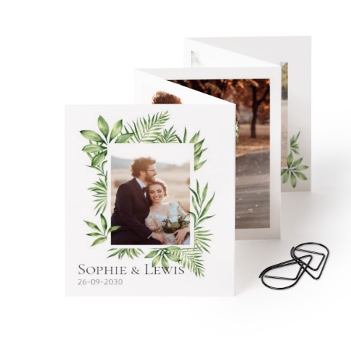 Fold out photo card Portrait Black paperclip - set of 12 (7,1 x 8,8 cm)