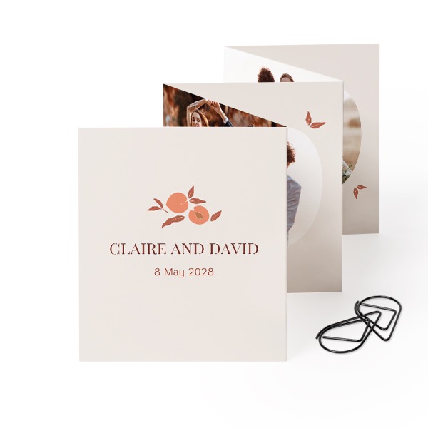 Fold out photo card Portrait Black paperclip - set of 12 (7,1 x 8,8 cm)