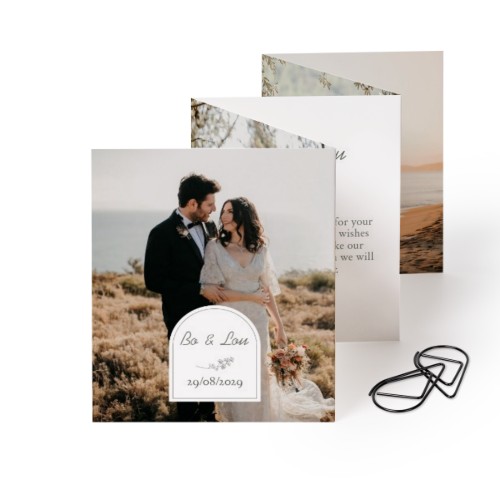 Fold out photo card Portrait Black paperclip - set of 12 (7,1 x 8,8 cm)