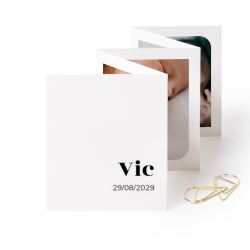Fold out photo card Portrait Gold paperclip - set of 12 (7,1 x 8,8 cm)