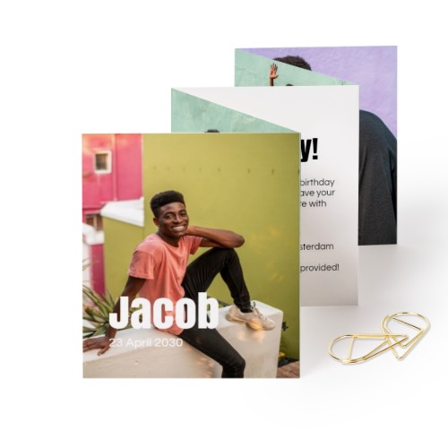 Grusskarte 10-seitig rechteckig mit goldfarbenen Klammern - 12 Stk. (7,1 x 8,8 cm)