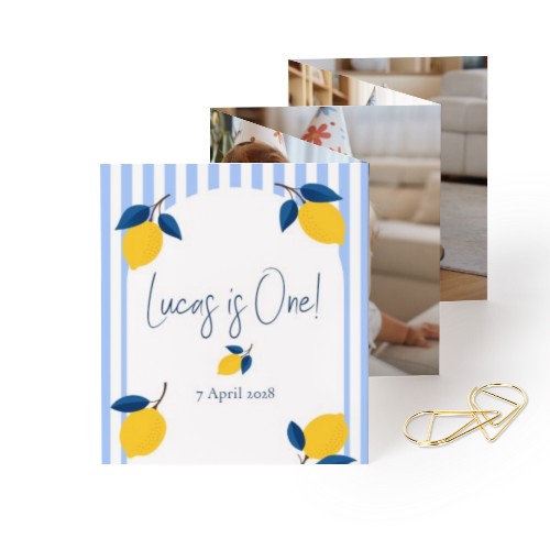 Fold out photo card Portrait Gold paperclip - set of 12 (7,1 x 8,8 cm)