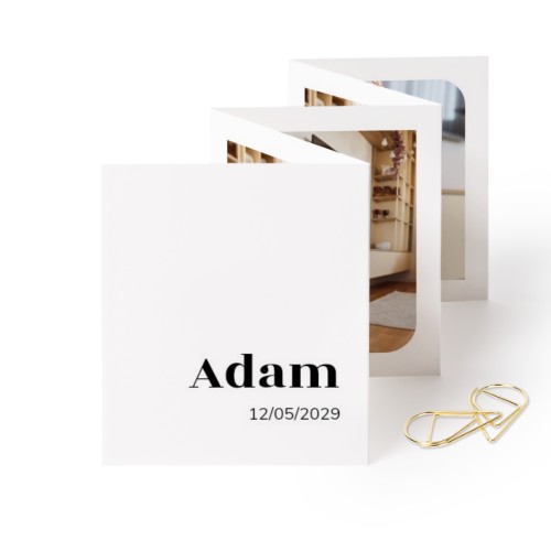 Fold out photo card Portrait Gold paperclip - set of 12 (7,1 x 8,8 cm)