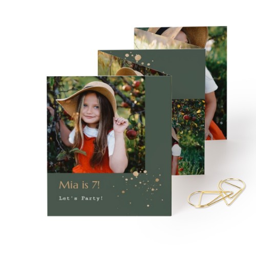 Grusskarte 10-seitig rechteckig mit goldfarbenen Klammern - 12 Stk. (7,1 x 8,8 cm)