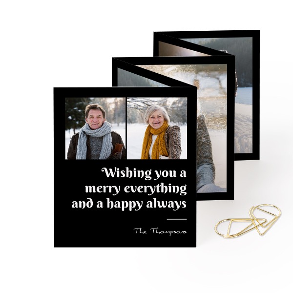 Fold out photo card Portrait Gold paperclip - set of 12 (7,1 x 8,8 cm)