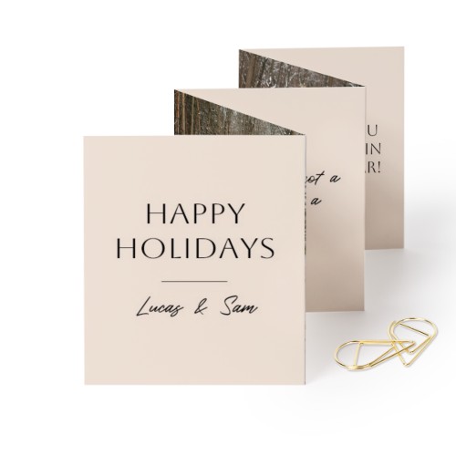 Fold out photo card Portrait Gold paperclip - set of 12 (7,1 x 8,8 cm)