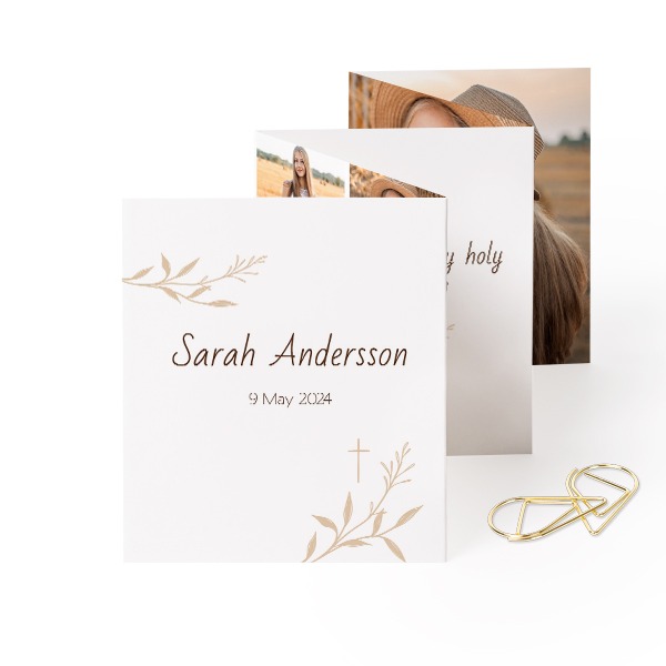 Fold out photo card Portrait Gold paperclip - set of 12 (7,1 x 8,8 cm)