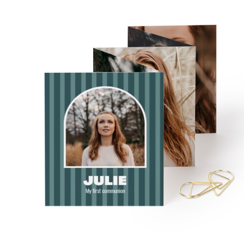 Fold out photo card Portrait Gold paperclip - set of 12 (7,1 x 8,8 cm)