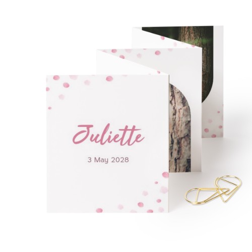 Fold out photo card Portrait Gold paperclip - set of 12 (7,1 x 8,8 cm)