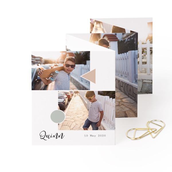 Fold out photo card Portrait Gold paperclip - set of 12 (7,1 x 8,8 cm)