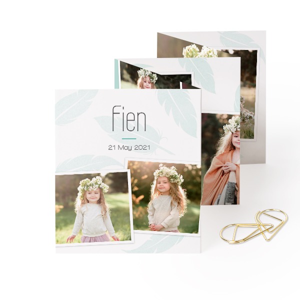 Fold out photo card Portrait Gold paperclip - set of 12 (7,1 x 8,8 cm)