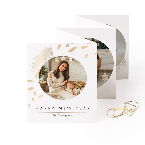 Fold out photo card Portrait Gold paperclip - set of 12 (7,1 x 8,8 cm)