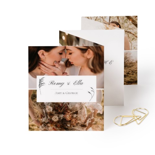 Fold out photo card Portrait Gold paperclip - set of 12 (7,1 x 8,8 cm)