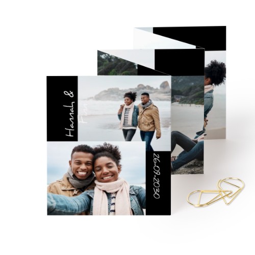 Fold out photo card Portrait Gold paperclip - set of 12 (7,1 x 8,8 cm)