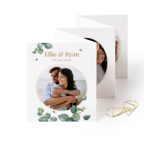 Fold out photo card Portrait Gold paperclip - set of 12 (7,1 x 8,8 cm)