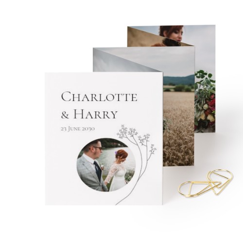 Grusskarte 10-seitig rechteckig mit goldfarbenen Klammern - 12 Stk. (7,1 x 8,8 cm)