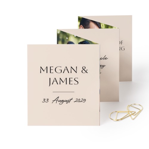 Fold out photo card Portrait Gold paperclip - set of 12 (7,1 x 8,8 cm)