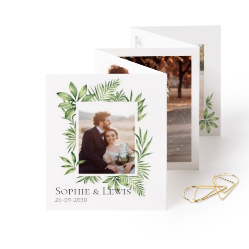 Fold out photo card Portrait Gold paperclip - set of 12 (7,1 x 8,8 cm)